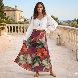 Mark Brand Floral Slip Skirt  Size 2XL Maxi Length Colorful Tropical NWOT